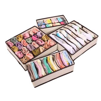 Set organizator pentru lenjerie de corp, 4 piese - bej