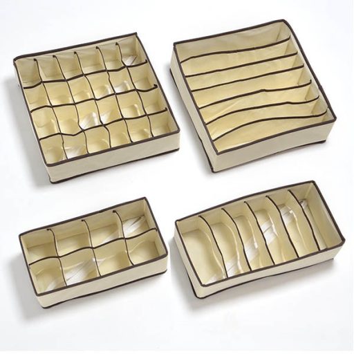 Set organizator pentru lenjerie de corp, 4 piese - bej