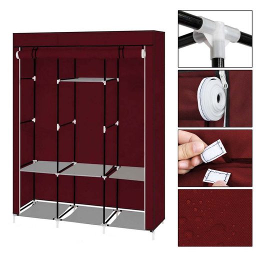 Sifonier mobil, dimensiuni 130x45x170 cm-visiniu