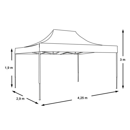 Pavilion pliant 2,9x4,25m-rosu