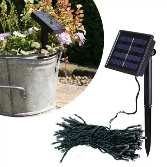   Ghirlanda luminoasa solara pentru gradina cu 100 LED, alb-cald, 20m