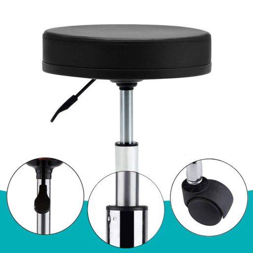 Scaun de cosmetica cu roti, inaltime reglabila-negru