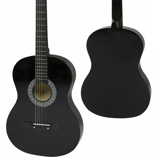 Set chitara acustica pentru incepatori, cu tuner cadou-negru