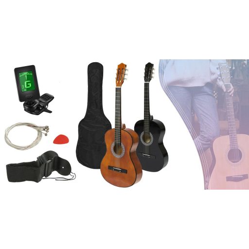 Set chitara acustica pentru incepatori, cu tuner cadou-negru