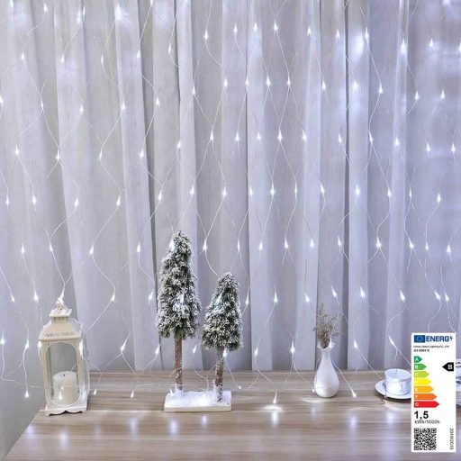 Instalatie de Craciun tip perdea cu 128 LED-uri-alb rece