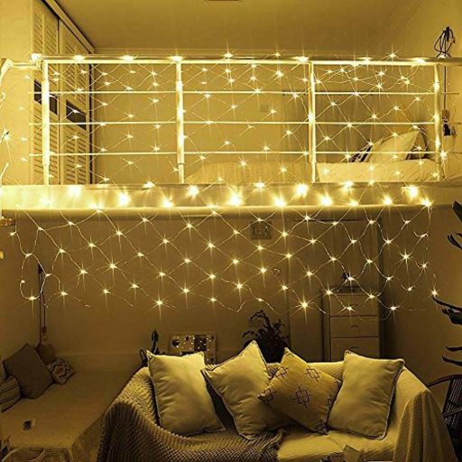 Instalatie de Craciun tip perdea cu 128 LED-uri, in 2 culori