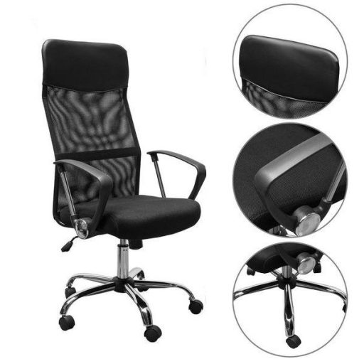 Scaun de birou ergonomic cu spatar inalt- negru