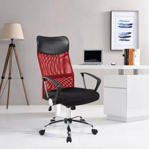 Scaun de birou ergonomic cu spatar inalt- rosu