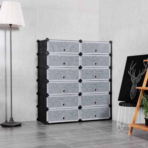 Dulap tip pantofar modular din plastic-negru