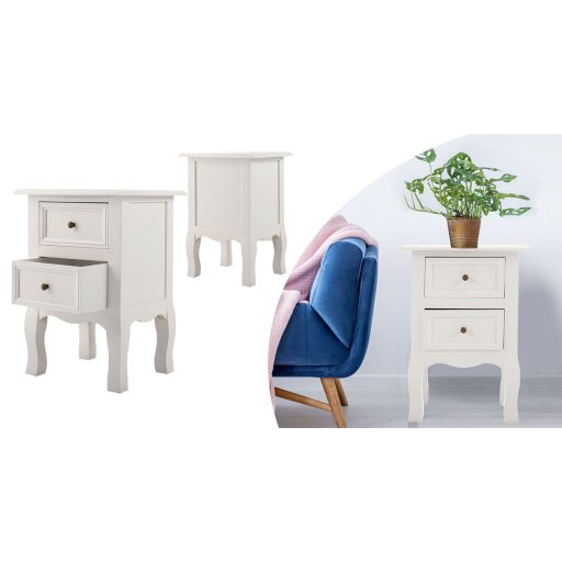 Set de 2 noptiere, alb