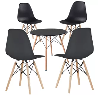   Set de 4 scaune moderne pentru dining cu masă, 3 culori - negru