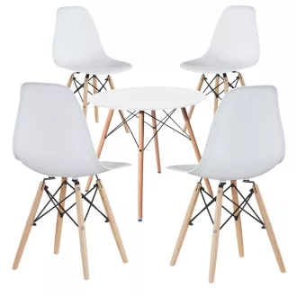   Set de 4 scaune moderne pentru dining cu masă, în 3 culori - alb