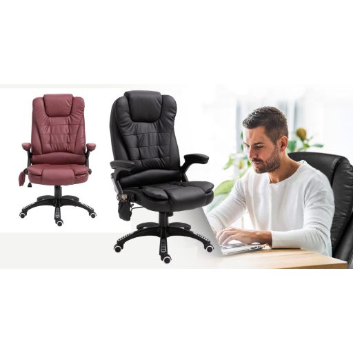 Scaun de birou rotativ cu functie de masaj-negru