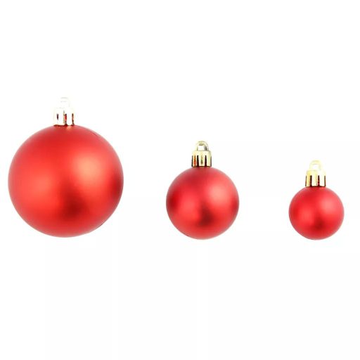 Set ornamente de brad, 112 piese-rosu