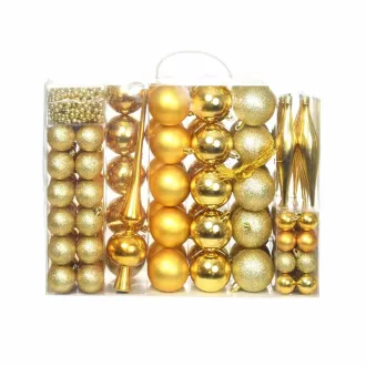 Set ornamente de brad, 112 piese-auriu