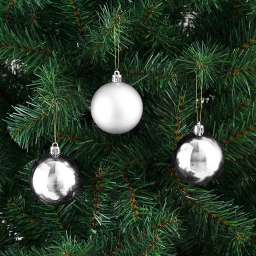 Set ornamente de brad, 112 piese-argintiu