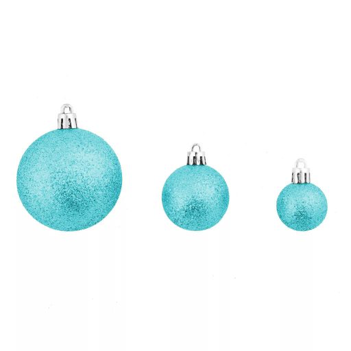 Set ornamente de brad, 112 piese-turcoaz