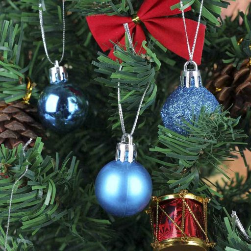 Set ornamente de brad, 112 piese-turcoaz