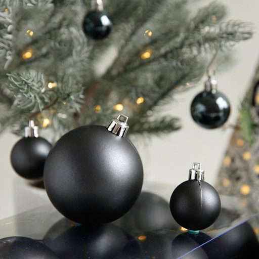 Set ornamente de brad, 112 piese, negru