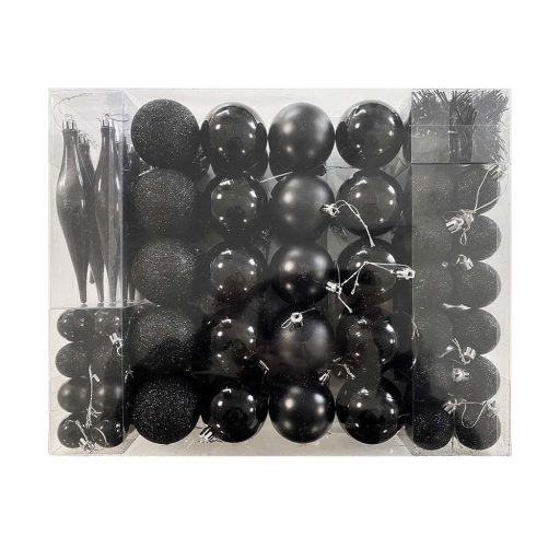 Set ornamente de brad, 112 piese, negru