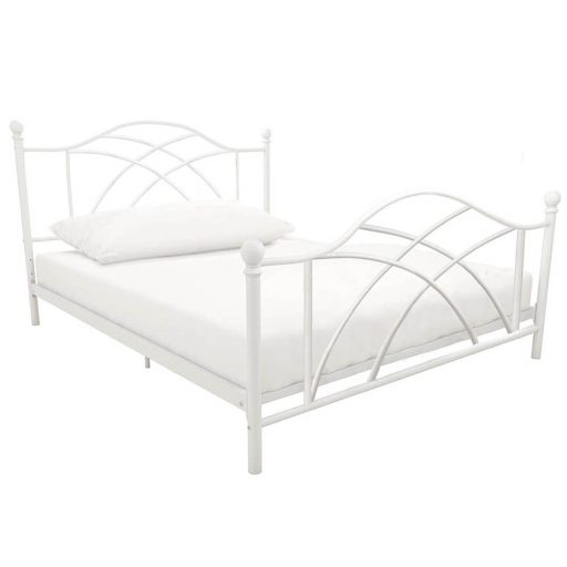 Cadru pat metalic Lotti cu grilaj cadou-90x200 cm-alb