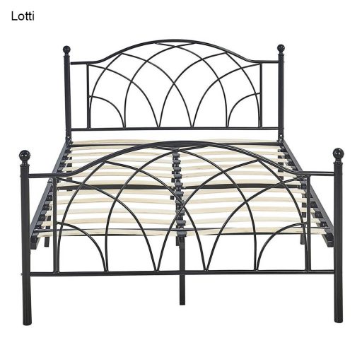 Cadru pat metalic Lotti cu grilaj cadou-180x200 cm-negru