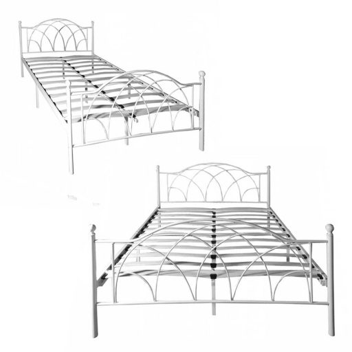 Cadru pat metalic Lotti cu grilaj cadou-180x200 cm-alb