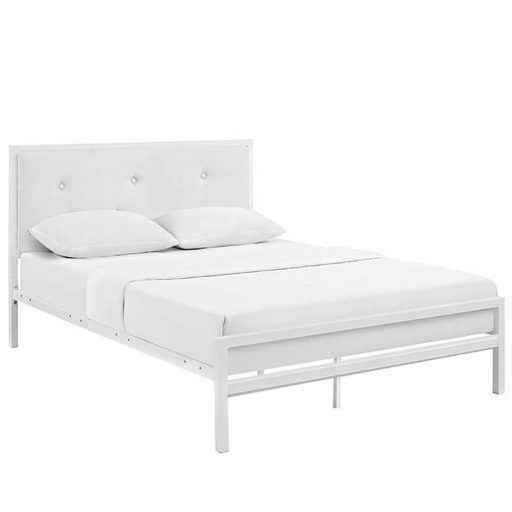 Cadru pat metalic Hanna cu grilaj cadou-160x200 cm-alb