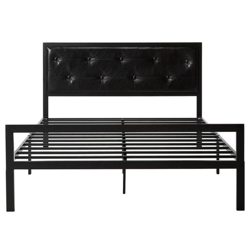Cadru pat metalic Hanna cu grilaj cadou-180x200 cm-negru