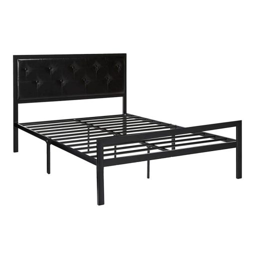 Cadru pat metalic Hanna cu grilaj cadou-180x200 cm-negru