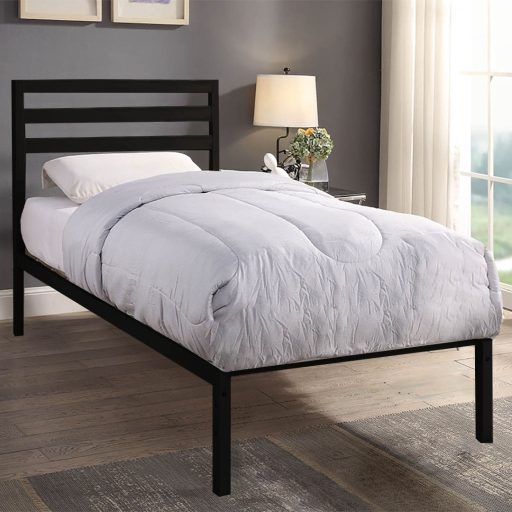 Cadru pat metalic Bella cu grilaj cadou-90x200 cm-negru