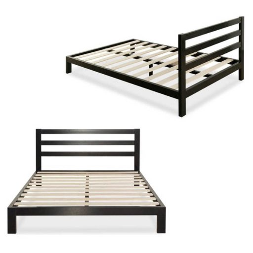 Cadru pat metalic Bella cu grilaj cadou-160x200 cm-negru