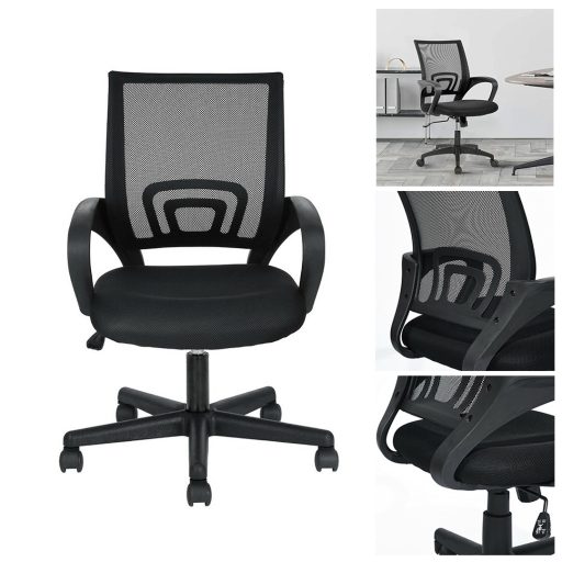 Scaun de birou rotativ cu cotiere-negru