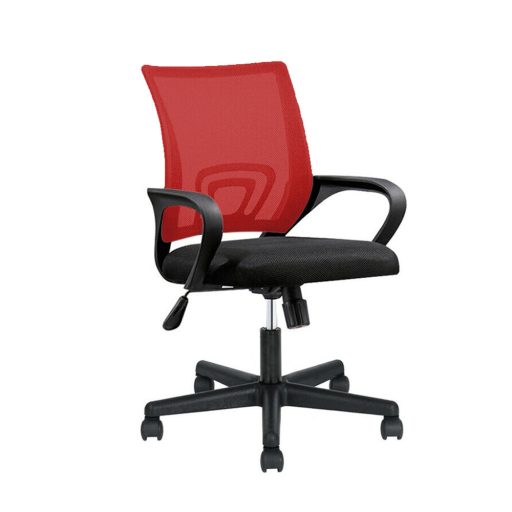 Scaun de birou rotativ cu cotiere-rosu