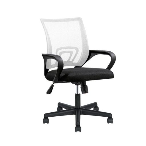 Scaun de birou rotativ cu cotiere-alb