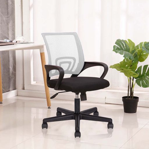 Scaun de birou rotativ cu cotiere-alb