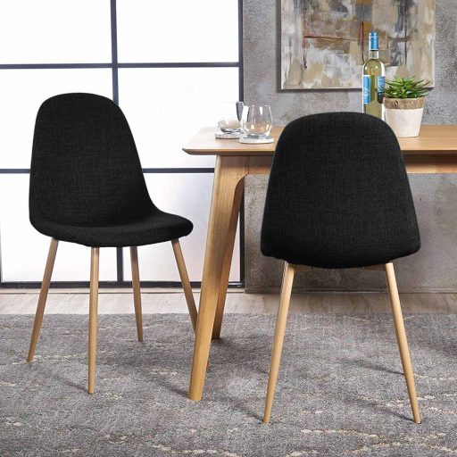 4 buc scaune acoperite cu material textil-negru