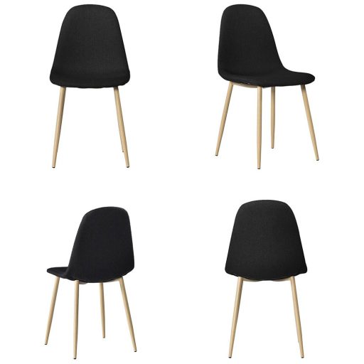 4 buc scaune acoperite cu material textil-negru
