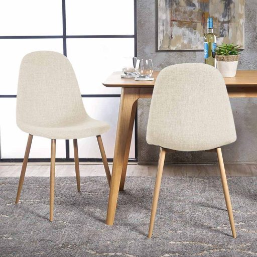 4 buc scaune acoperite cu material textil-bej