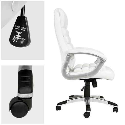 Scaun de birou directorial premium-alb