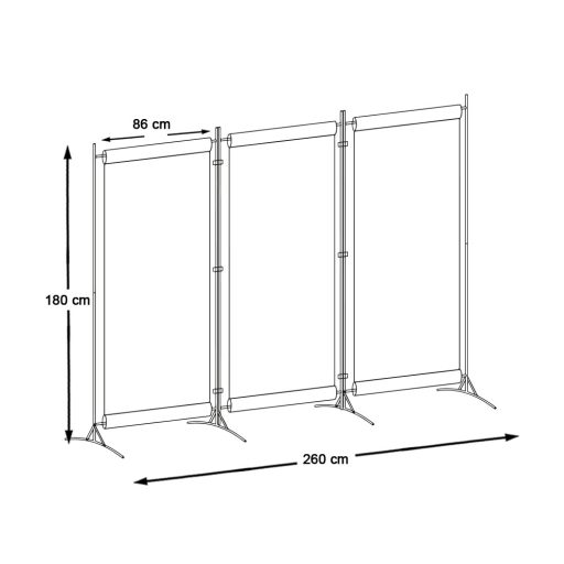 Paravan despartitor mobil 260x180cm, gri
