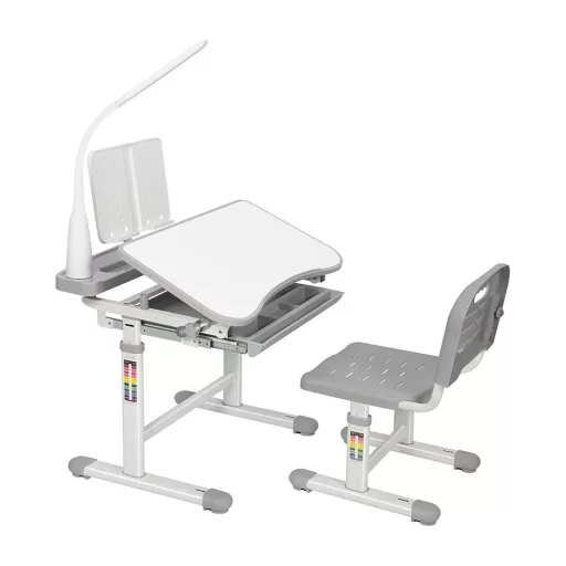 Birou multifunctional copii, inaltime reglabila-gri