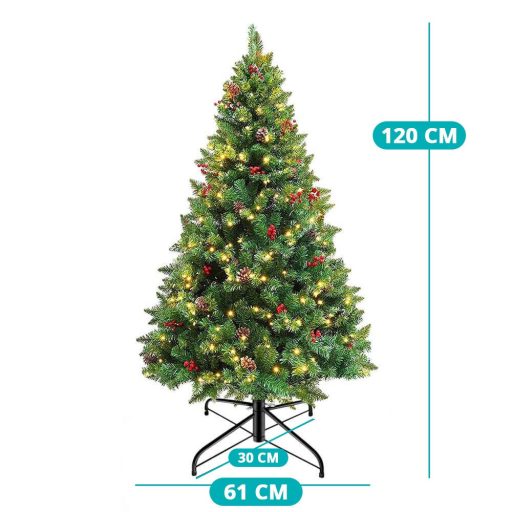 Brad artificial, cu 100 LED-uri, alb cald-120 cm