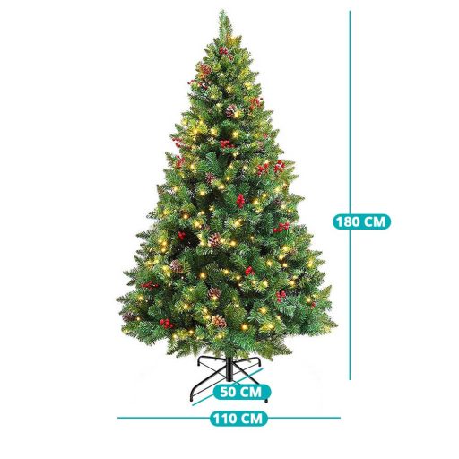 Brad artificial, cu 260 LED-uri, alb cald-180 cm