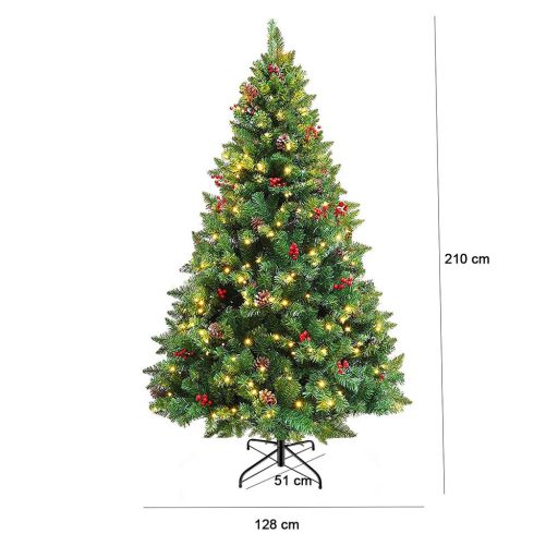 Brad artificial, cu 320 LED-uri, alb cald-210 cm