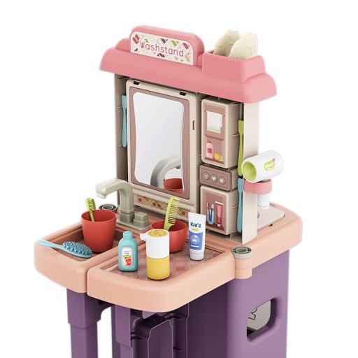 Set de bucatarie si baie de jucarie 2 in1, 43 piese
