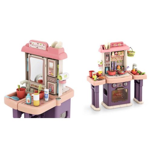 Set de bucatarie si baie de jucarie 2 in1, 43 piese