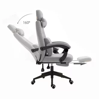   Scaun de birou rotativ cu tetiera si suport pentru picioare-gri dechis