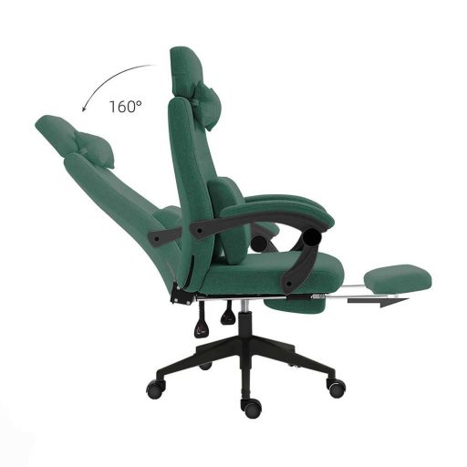 Scaun de birou rotativ cu tetiera si suport pentru picioare, verde