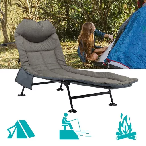 Pat de camping cu design pliabil